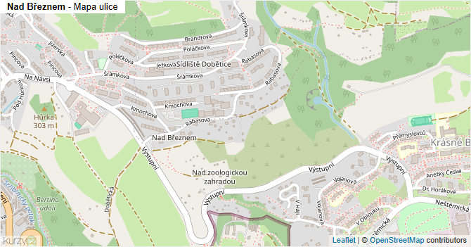 Nad Březnem - mapa ulice
