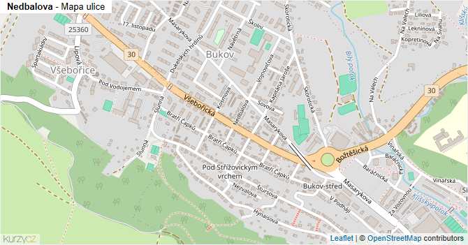 Nedbalova - mapa ulice