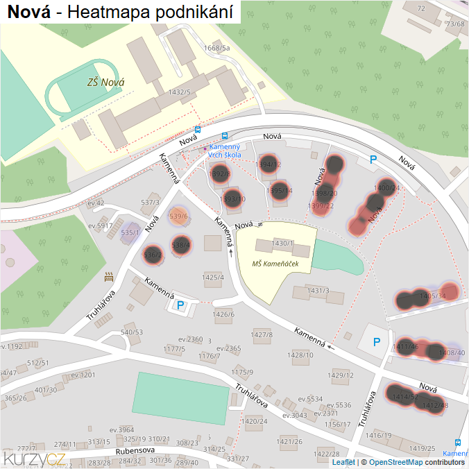 Mapa Nová - Firmy v ulici.