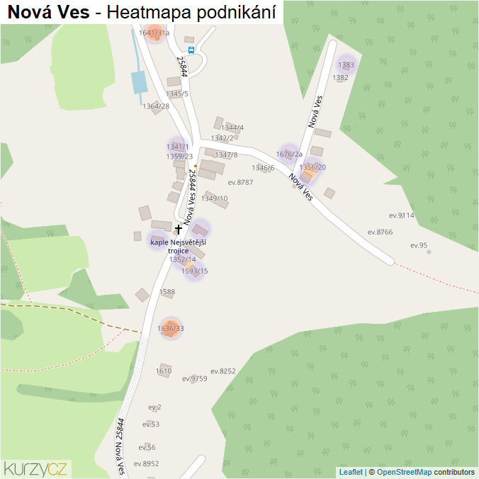 Mapa Nová Ves - Firmy v ulici.
