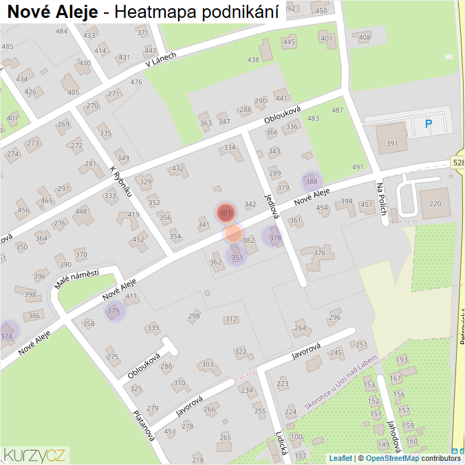 Mapa Nové Aleje - Firmy v ulici.