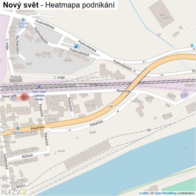 Mapa Nový svět - Firmy v ulici.