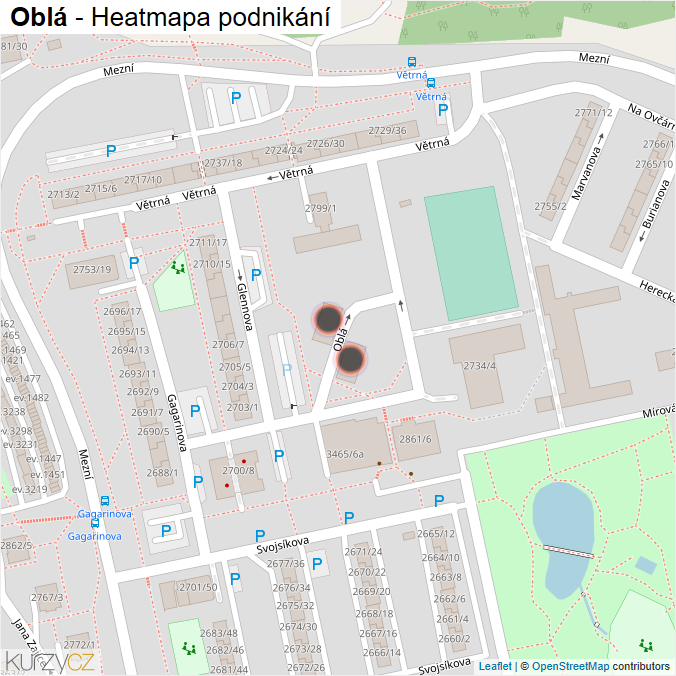 Mapa Oblá - Firmy v ulici.