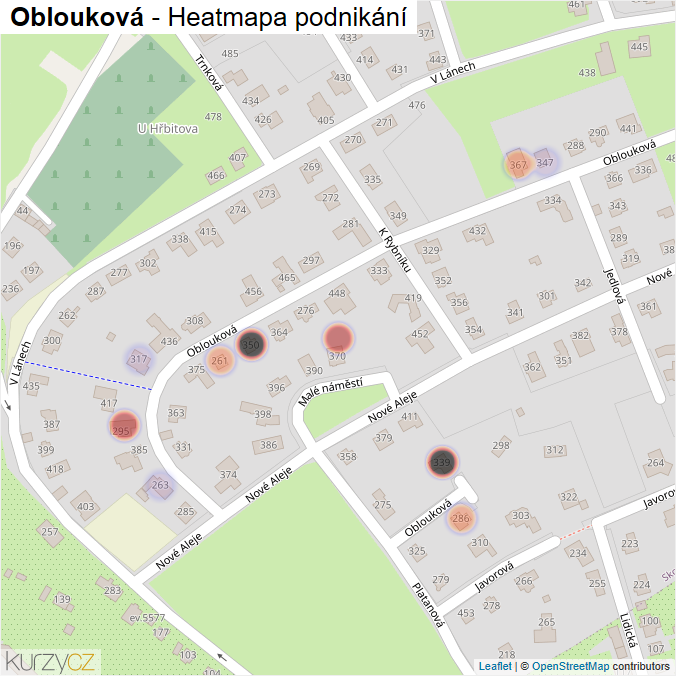 Mapa Oblouková - Firmy v ulici.