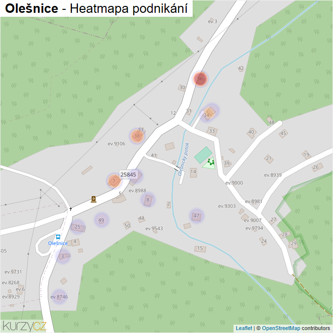 Mapa Olešnice - Firmy v části obce.