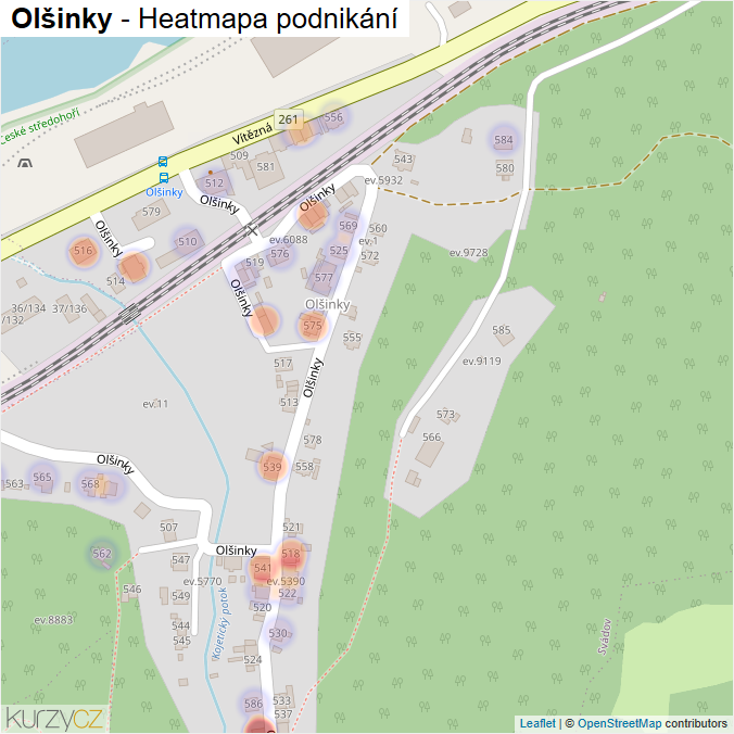 Mapa Olšinky - Firmy v ulici.