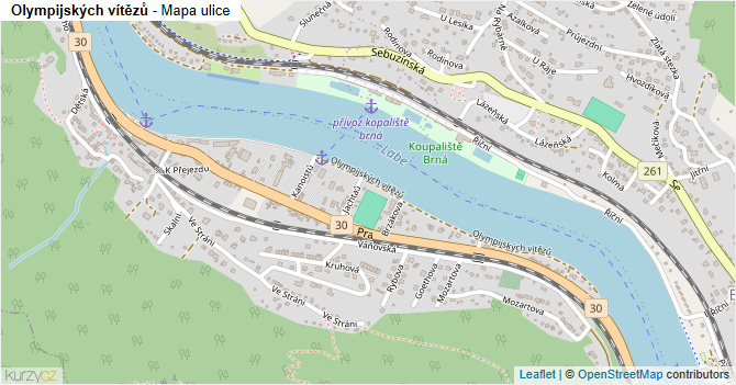 Olympijských vítězů - mapa ulice