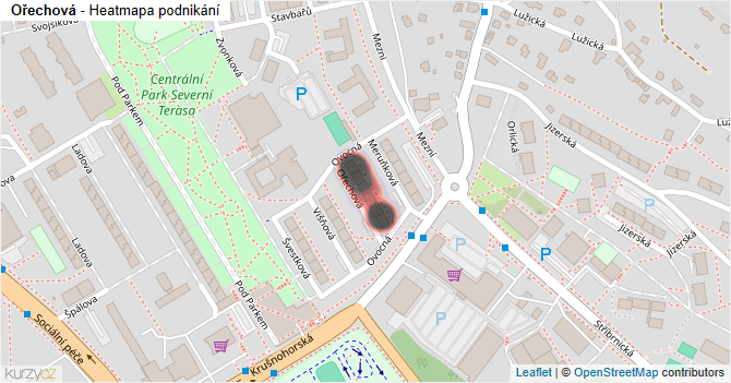 Ořechová - mapa podnikání
