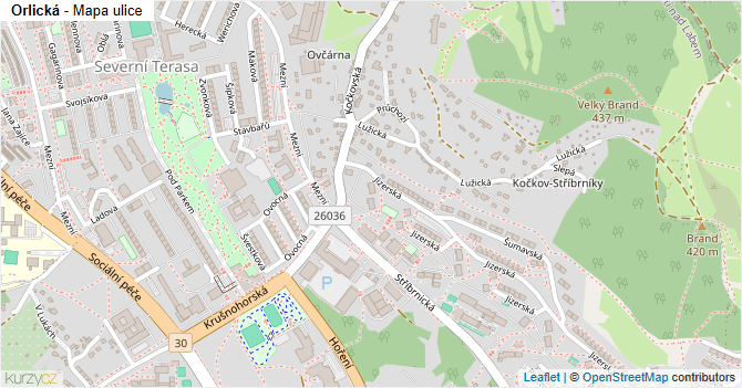 Orlická - mapa ulice