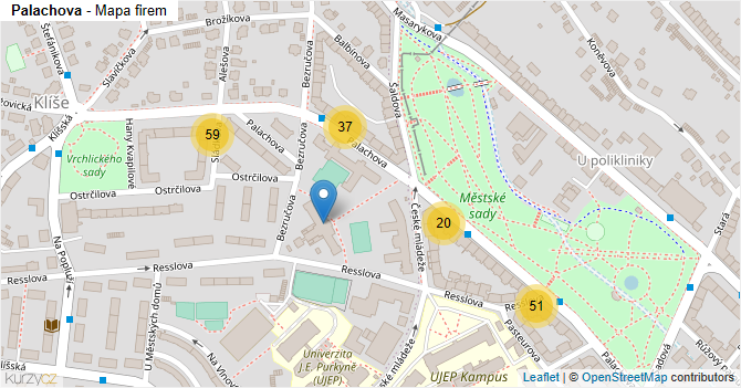 Palachova - mapa firem