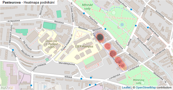 Pasteurova - mapa podnikání