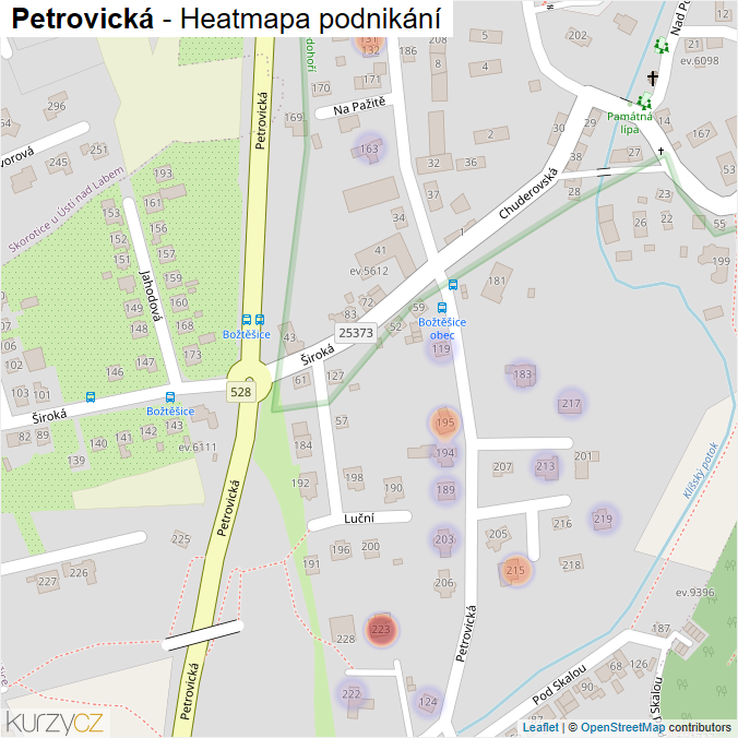 Mapa Petrovická - Firmy v ulici.