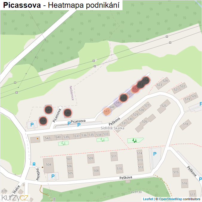 Mapa Picassova - Firmy v ulici.