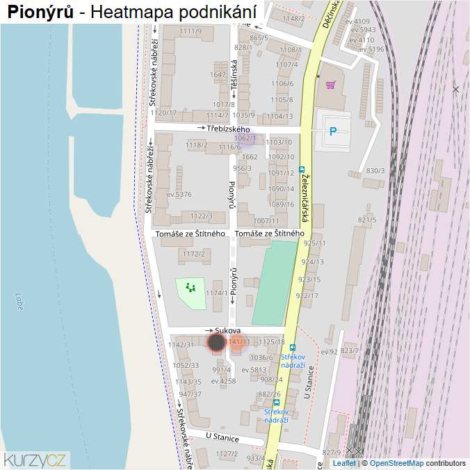 Mapa Pionýrů - Firmy v ulici.