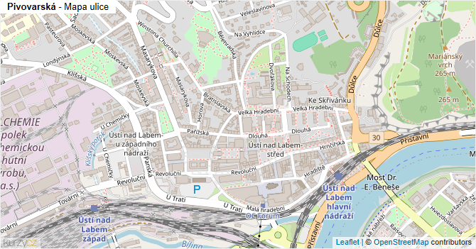 Pivovarská - mapa ulice