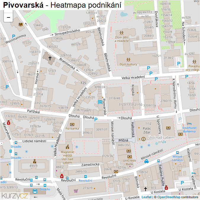 Mapa Pivovarská - Firmy v ulici.