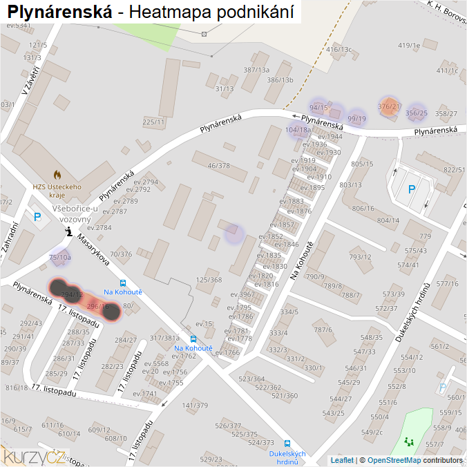 Mapa Plynárenská - Firmy v ulici.