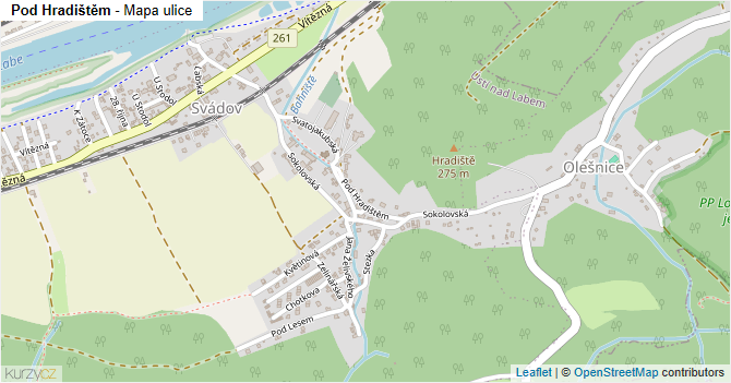 Pod Hradištěm - mapa ulice
