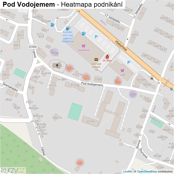 Mapa Pod Vodojemem - Firmy v ulici.