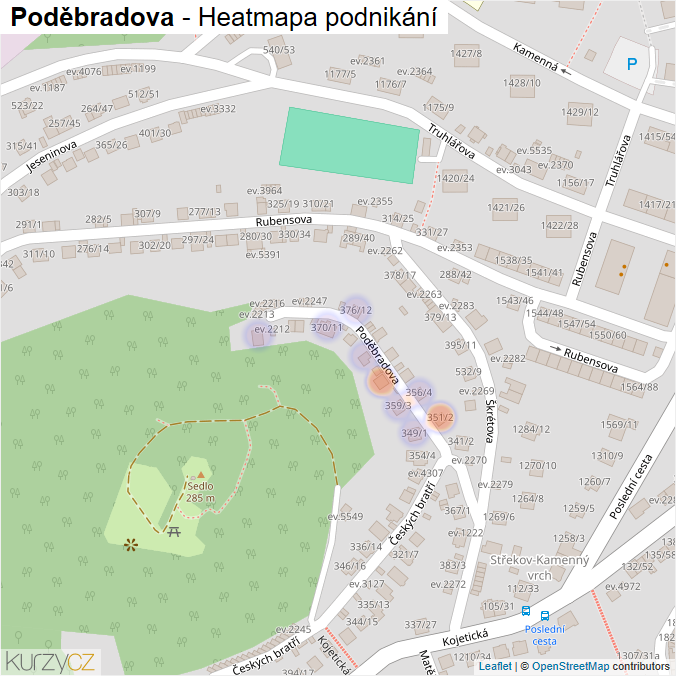 Mapa Poděbradova - Firmy v ulici.