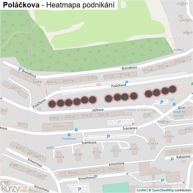 Mapa Poláčkova - Firmy v ulici.