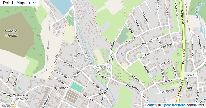 Polní - mapa ulice