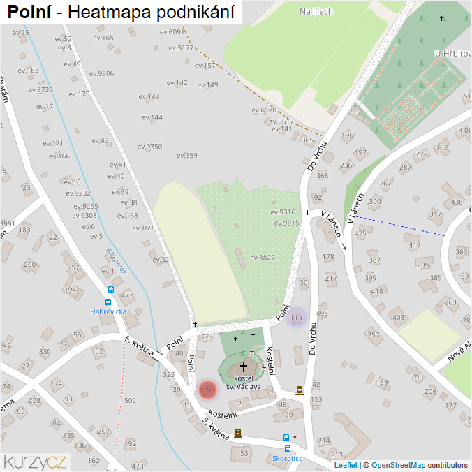 Mapa Polní - Firmy v ulici.