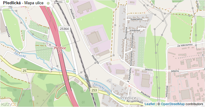Předlická - mapa ulice