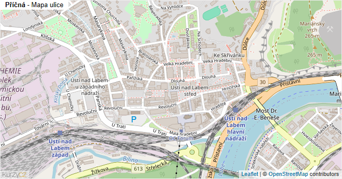Příčná - mapa ulice