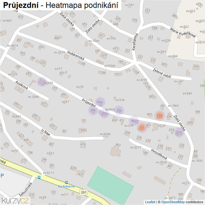 Mapa Průjezdní - Firmy v ulici.