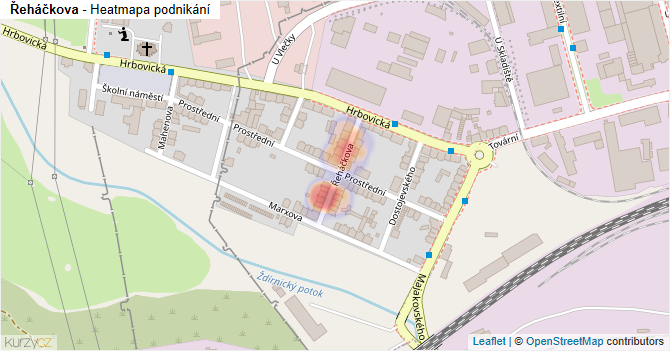 Řeháčkova - mapa podnikání