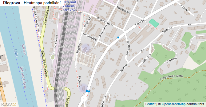 Riegrova - mapa podnikání