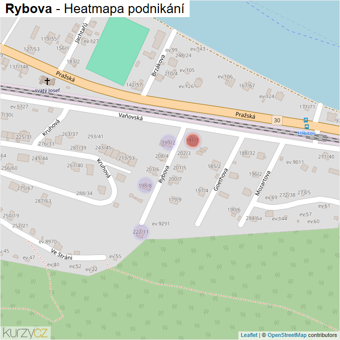 Mapa Rybova - Firmy v ulici.