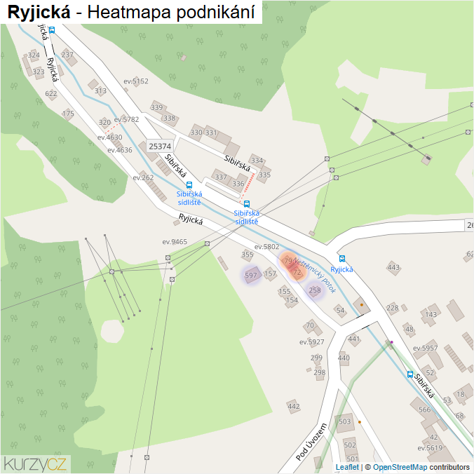 Mapa Ryjická - Firmy v ulici.