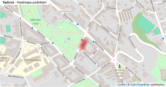 Sadová - mapa podnikání