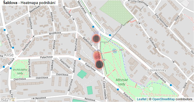 Šaldova - mapa podnikání