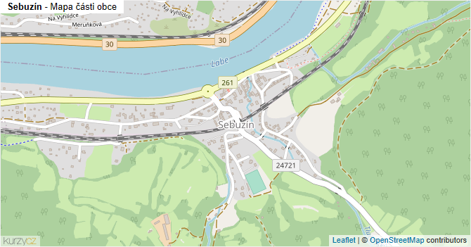 Sebuzín - mapa části obce