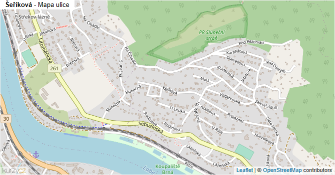 Šeříková - mapa ulice