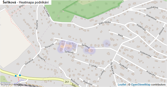Šeříková - mapa podnikání