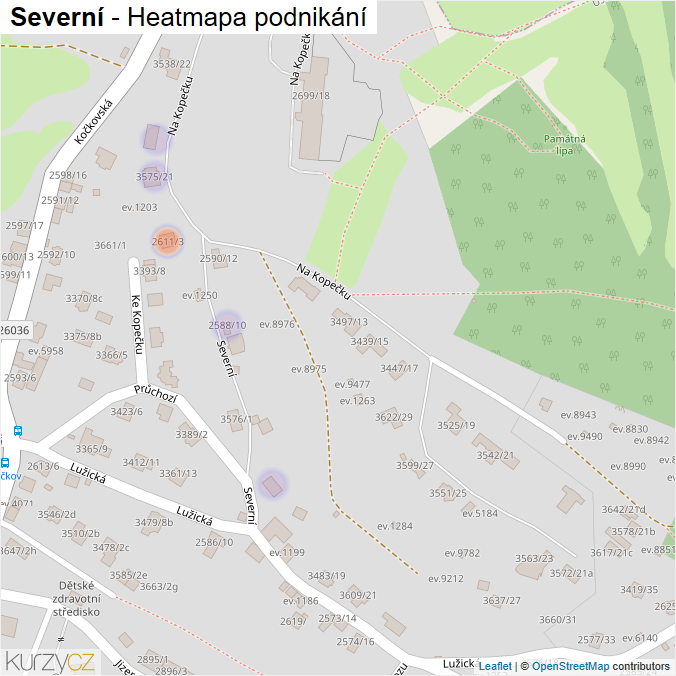 Mapa Severní - Firmy v ulici.