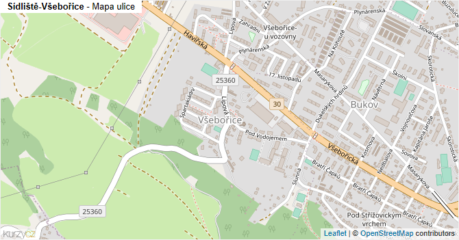 Sídliště-Všebořice - mapa ulice