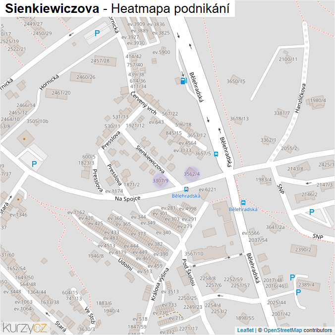 Mapa Sienkiewiczova - Firmy v ulici.