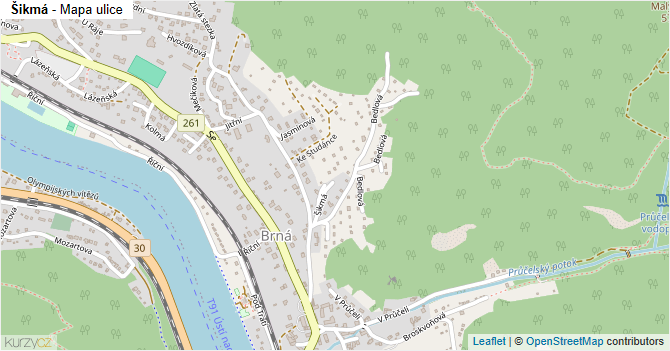Šikmá - mapa ulice