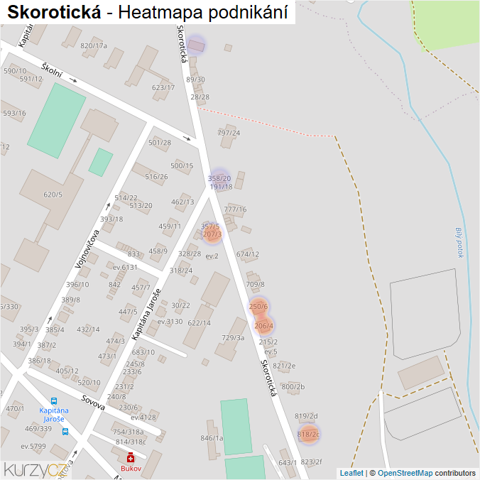Mapa Skorotická - Firmy v ulici.