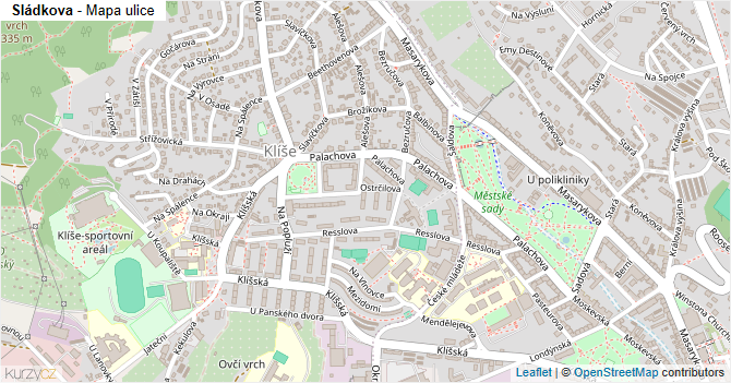 Sládkova - mapa ulice