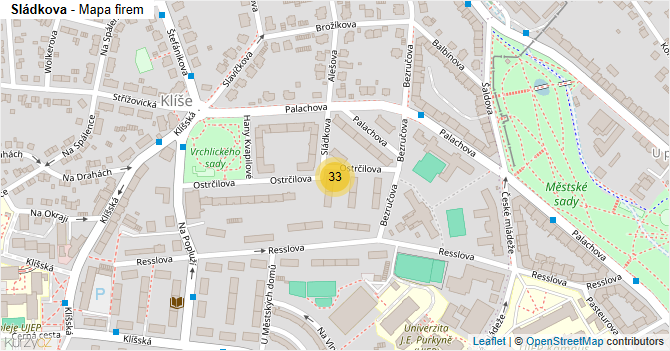 Sládkova - mapa firem