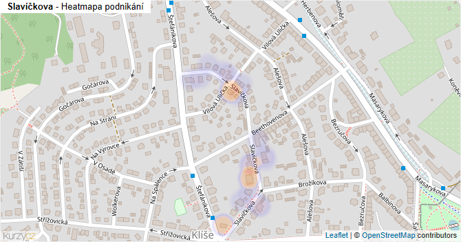 Slavíčkova - mapa podnikání