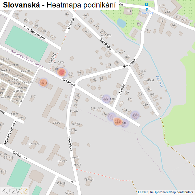 Mapa Slovanská - Firmy v ulici.