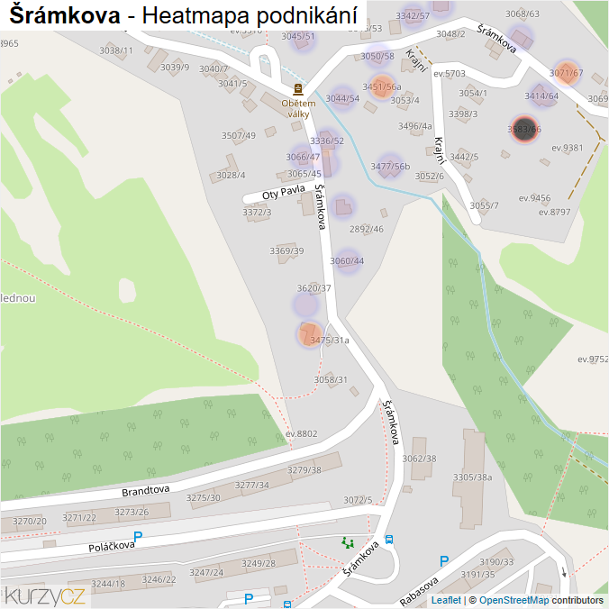 Mapa Šrámkova - Firmy v ulici.