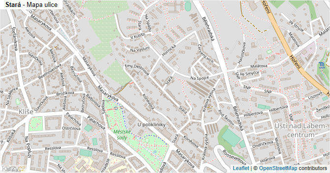Stará - mapa ulice